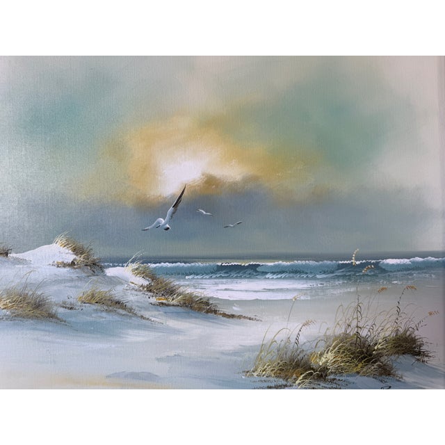 Coastal Vintage Remington Coastal Seascape Oil on Canvas Painting – Framed For Sale - Image 3 of 11
