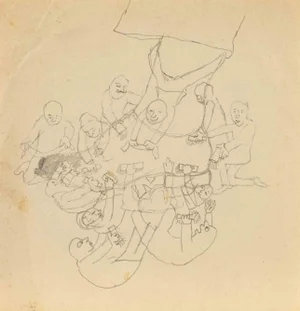 Mino Maccari, Party, Ink Drawing, Mid-20th Century