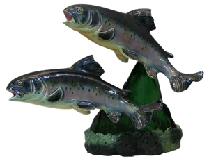 Ceramic Trout Lamp by S. R. Bonome, 1950s
