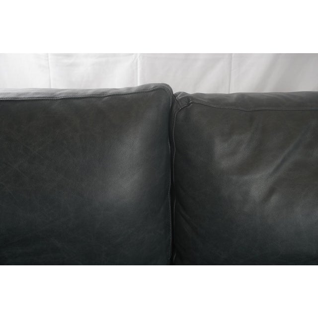 Dark Gray Arhaus Kipton Wide Arm Leather Sofa For Sale - Image 8 of 9