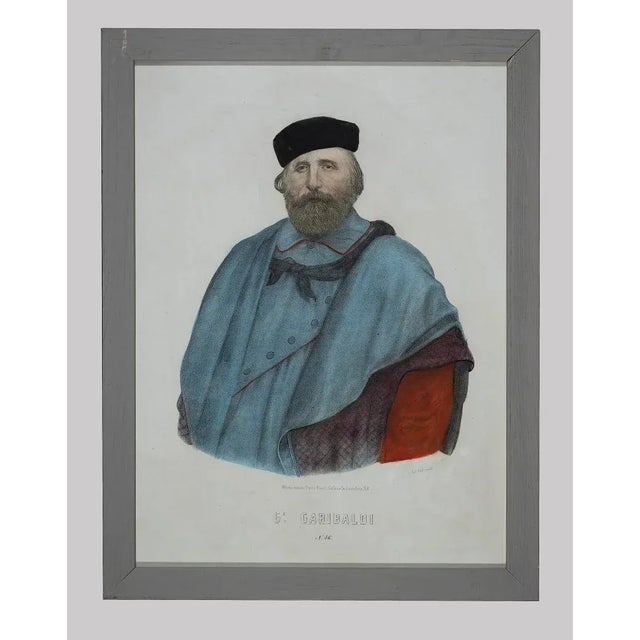 Unknown, Portrait of Garibaldi, Original Lithograph, 19th-Century For Sale - Image 4 of 4