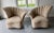 Beige Pair of Grand Postmodern Asymmetrical Lounge Chairs in the Manner of Grosfeld House. For Sale - Image 8 of 9