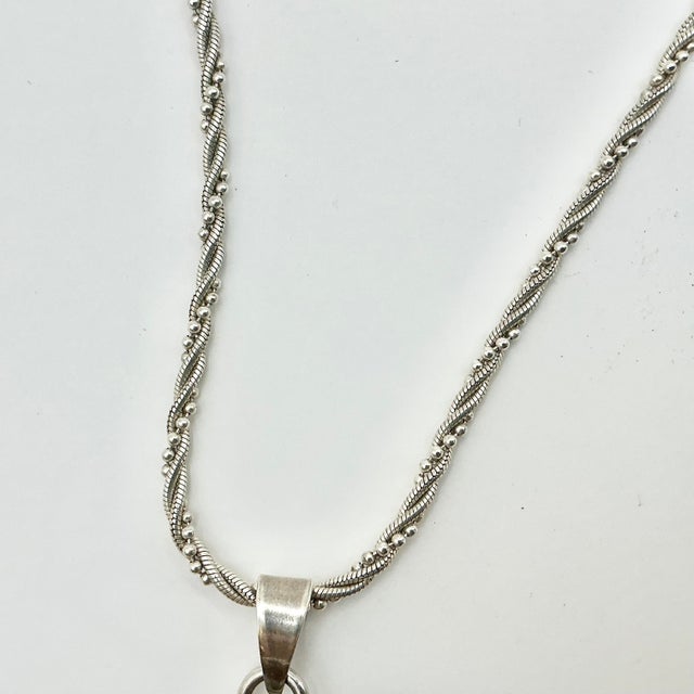 1970s Vintage Boho Chic Italian Art Nouveau Amber & Sterling Pendant Necklace, 22.5” For Sale - Image 9 of 15