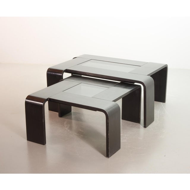 Mid-Century Modern Rectangular Black Lacquered Plywood Coffee Table with Smoked Glass Panel by Åke Fribyter, 1970s For Sale - Image 3 of 16
