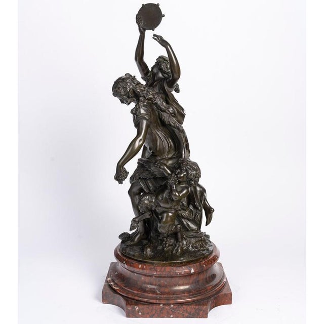 Metal Large Napoleon III Bronze Sculpture with Marble Base from Clodion For Sale - Image 7 of 12