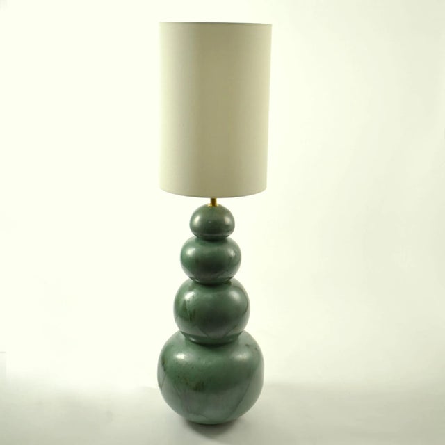 Ceramic Large Seagreen Ceramic Floor Lamps attributed to Kaiser Leuchten, 1980s, Set of 2 For Sale - Image 7 of 11