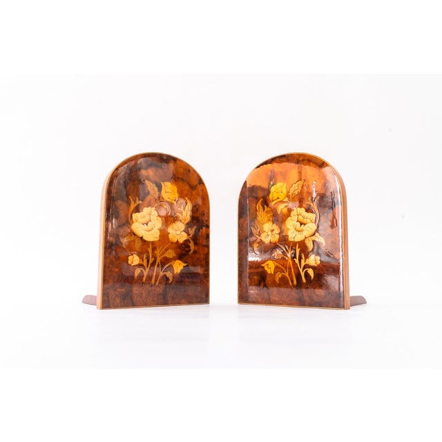 Bookends in Polished Wood with Inlays, 1960s, Set of 2 For Sale - Image 9 of 12