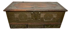 Antique 18th Century Zanzibar Trunk With Studded Copper Decoration