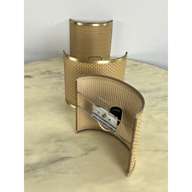 Light Yellow Mid-Century Rattan Wall Lamps, 1960s, Set of 3 For Sale - Image 8 of 17