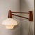 1960s Mid-Century Modernist Milk Glass & Teak Swing Arm Wall Sconce W/ Brass Fittings For Sale - Image 5 of 12