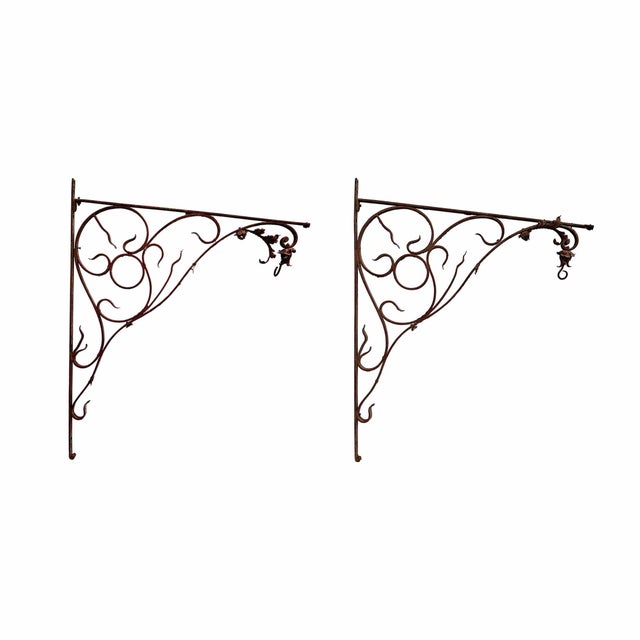 Antique Wrought Iron Canopy Brackets For Sale In New York - Image 6 of 6