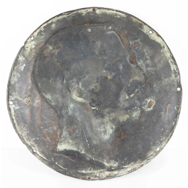 Metal Dated 1900 Cast Bronze Profile Portrait of a Man, Signed For Sale - Image 7 of 10