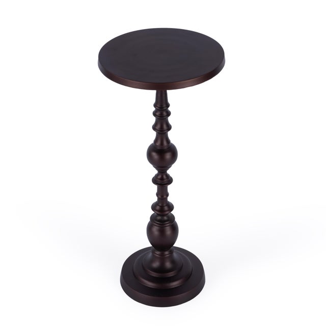 Metal Darien Outdoor Round Pedestal Side Table, Outdoor Bronze For Sale - Image 7 of 7