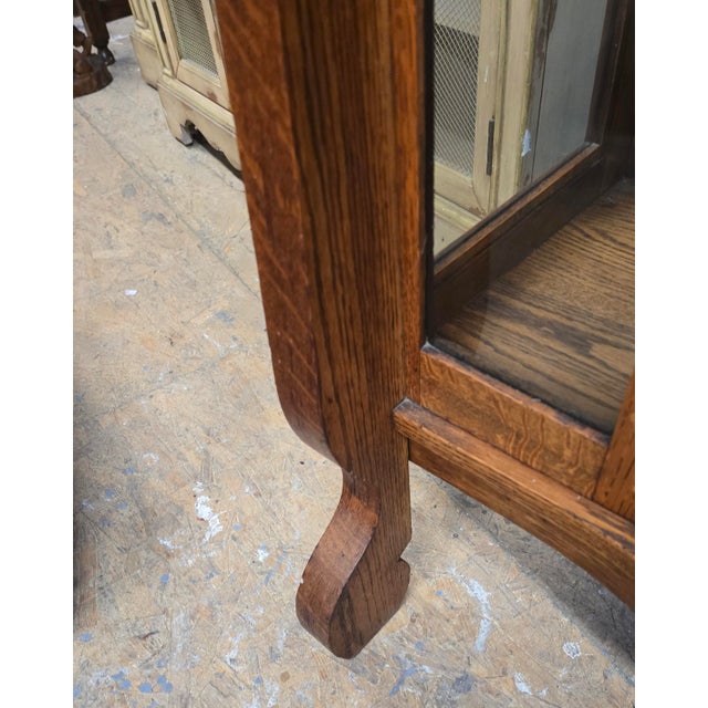 Wood Antique Tiger Oak Empire China Cabinet For Sale - Image 7 of 12
