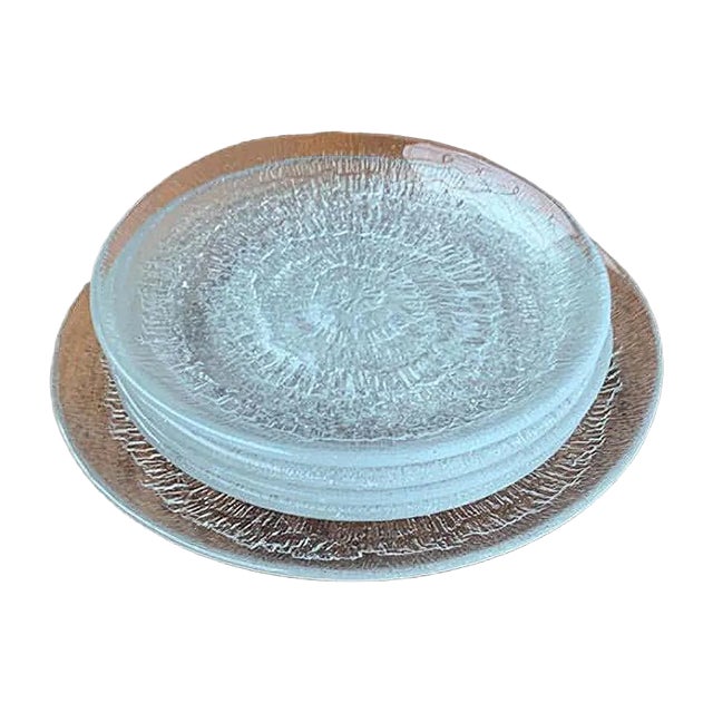 Vintage Finnish Glas Plates Solaris by Tapio Wirkkala for Iittala, Set of 5 For Sale
