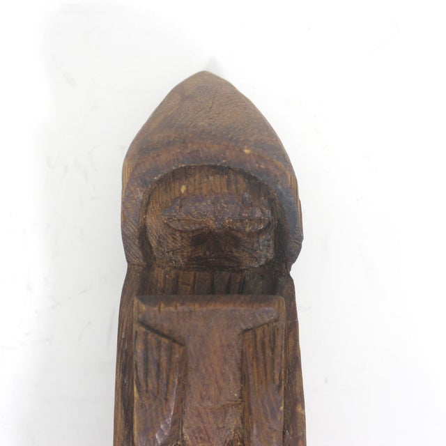 Early 20th Century Carved Wood Monk Sculpture Primitive Rustic With Patina For Sale - Image 6 of 8