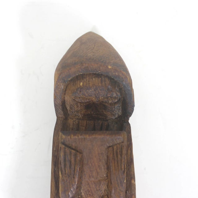 Vintage Carved Wood Monk Sculpture Primitive Rustic With Patina For Sale - Image 6 of 8