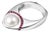 18K White Gold Cultured Pearl Pink Sapphire Cocktail Ring Estate For Sale