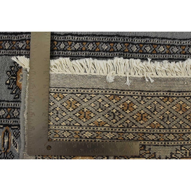 Bokhara Rug 2’8” X 4’1” Gray Wool Tribal Hand-Knotted Oriental Carpet For Sale - Image 9 of 9