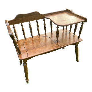 Vintage Ethan Allen Maple Telephone Gossip Bench For Sale