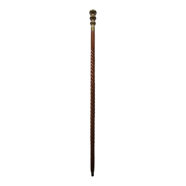 Barley Twist Wood Walking Cane For Sale