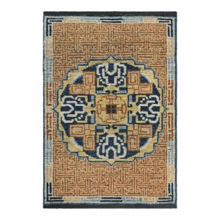 Rug & Kilim’s Classic Oriental Rug in Brown with Chinese Kangxi Geometric Medallion For Sale