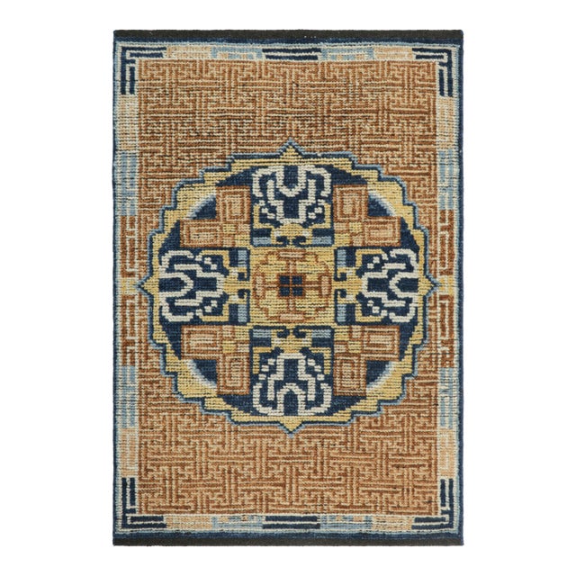 Rug & Kilim’s Classic Oriental Rug in Brown with Chinese Kangxi Geometric Medallion For Sale