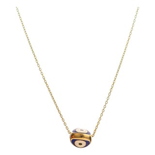 Guardian Blue Evil Eye Minimalist Gold Necklace For Sale