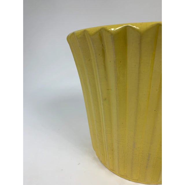 Modern Mid-Century Yellow Ceramic Planters - Set of 2 For Sale - Image 3 of 8