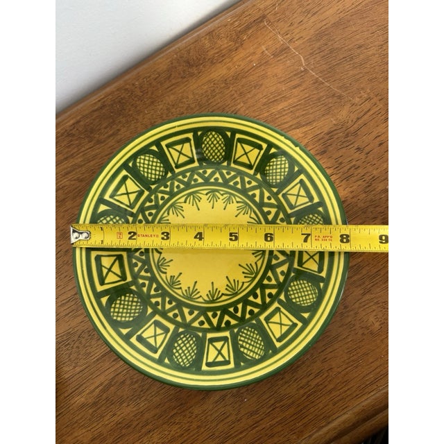 Vintage Mexican Pottery Chip & Dip Serving Set Hand Painted Yellow Green 2Pc For Sale - Image 11 of 14