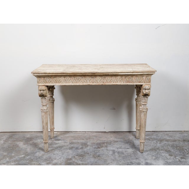 18th Century Italian 18th Century Console Table with Carved Lion Heads and Papyrus Capitals For Sale - Image 5 of 12