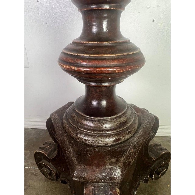 18th Century Baroque Standing Lamp, Carved Wood Base, Parchment Shade For Sale - Image 12 of 17