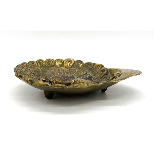 Brass Vintage English Brass Peacock Catchall/ Dish/ Vide Poche — Hollywood Regency / English Traditional For Sale - Image 8 of 10