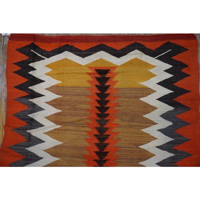 Textile 1920s Multi Tribal Geometric Antique Flatweave Native American Wool Navajo Rug For Sale - Image 7 of 8