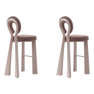 Mary Bar Chairs with Wood or Lacquered Legs by Ottiu, Set of 2 For Sale