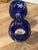 Pair of vintage Nachtmann Bohemian Traube cobalt blue cut crystal wine glasses featuring a grape pattern. Made of glass...