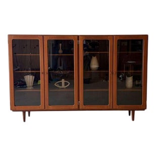 Vintage Danish Teak and Smoked Glass Display Cabinet, 1960s For Sale