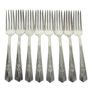 1944 Vintage Maytime Silverplated Dinner Forks Wallace Silver Harmony House Dinner Forks- Set of 8