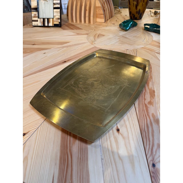 Remo Bombarieri Engraved Brass Tray For Sale - Image 10 of 10