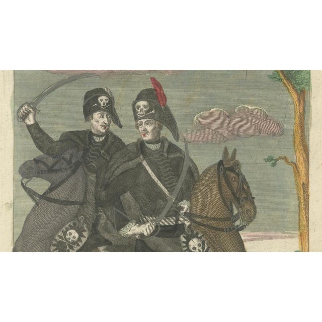 Johann Gottfried Böck, Death's Head Skull Hussars, 1750s, Engraving For Sale - Image 5 of 10