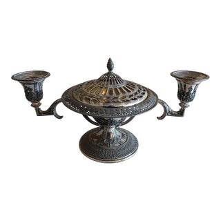 Antique Silver Plate Meriden Double Wedding Basket Centerpiece For Sale