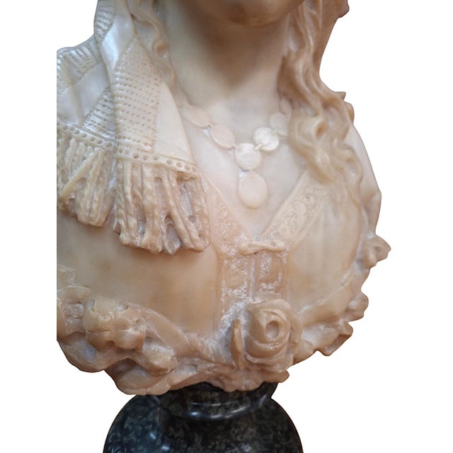 19th-Century Italian Alabaster Bust, Likely of the “Song of Solomon’s” Shulamite For Sale - Image 11 of 17