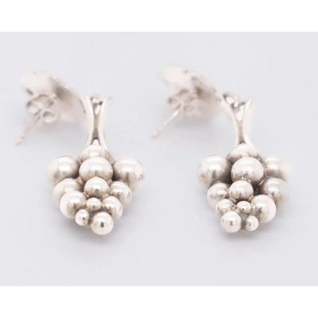 Georg Jensen Vintage Georg Jensen Sterling Silver "Grapes" Screwback Earrings No. 40 - 2 Pieces For Sale - Image 4 of 12
