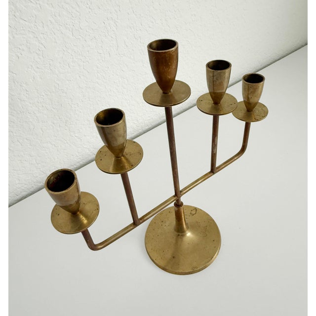 Gunnar Ander 1960s Swedish Brass Candle Holder For Sale - Image 4 of 8