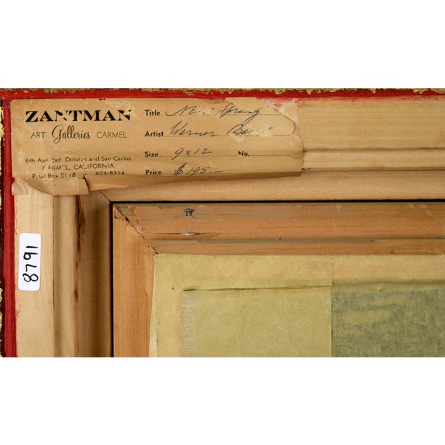 "Near Spring" Green Barn Landscape in Oil on Illustration Board by Warner Baird For Sale - Image 10 of 10