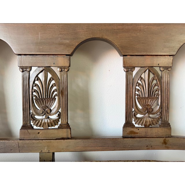 Wood Antique French Country Carved Back Arm Settee For Sale - Image 7 of 12