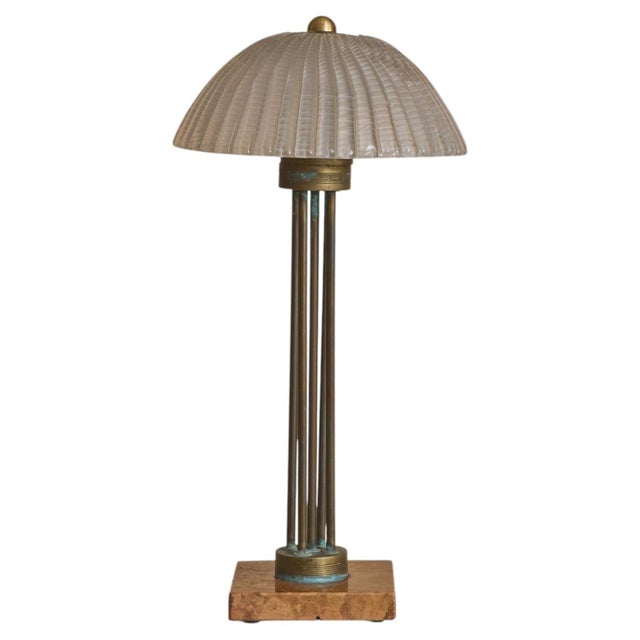 1930s Italian Art Deco Glass Table Lamp For Sale