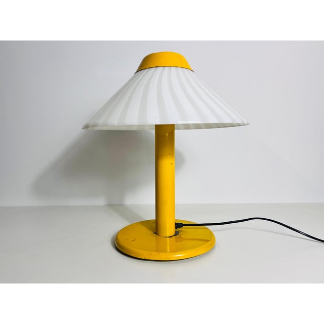 Heavy Yellow Metal and Glass Table Lamp, 1960s, Italy For Sale - Image 6 of 12