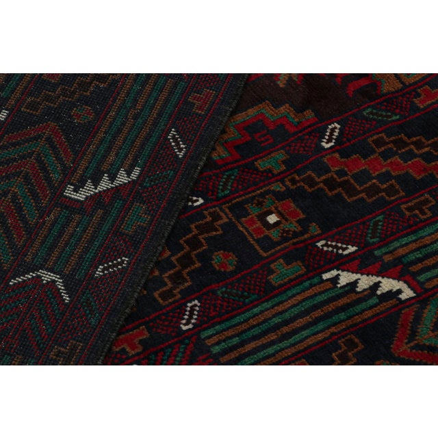 Textile Vintage Baluch Afghan Rug, Geometric Pattern in Crimson and Blue - Rug & Kilim For Sale - Image 7 of 7
