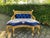 1980s French Louis XVI Blue Gold Beechwood Velvet Settee – 1pc For Sale - Image 4 of 14